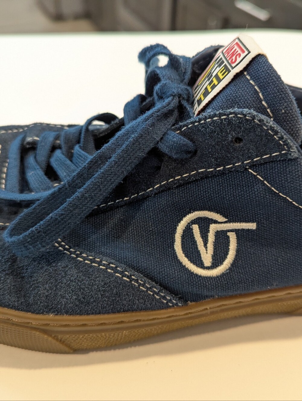 Vans Off The Wall Navy Blue Suede & Canvas Low Top Sneakers Size 12 - Picture 4 of 7
